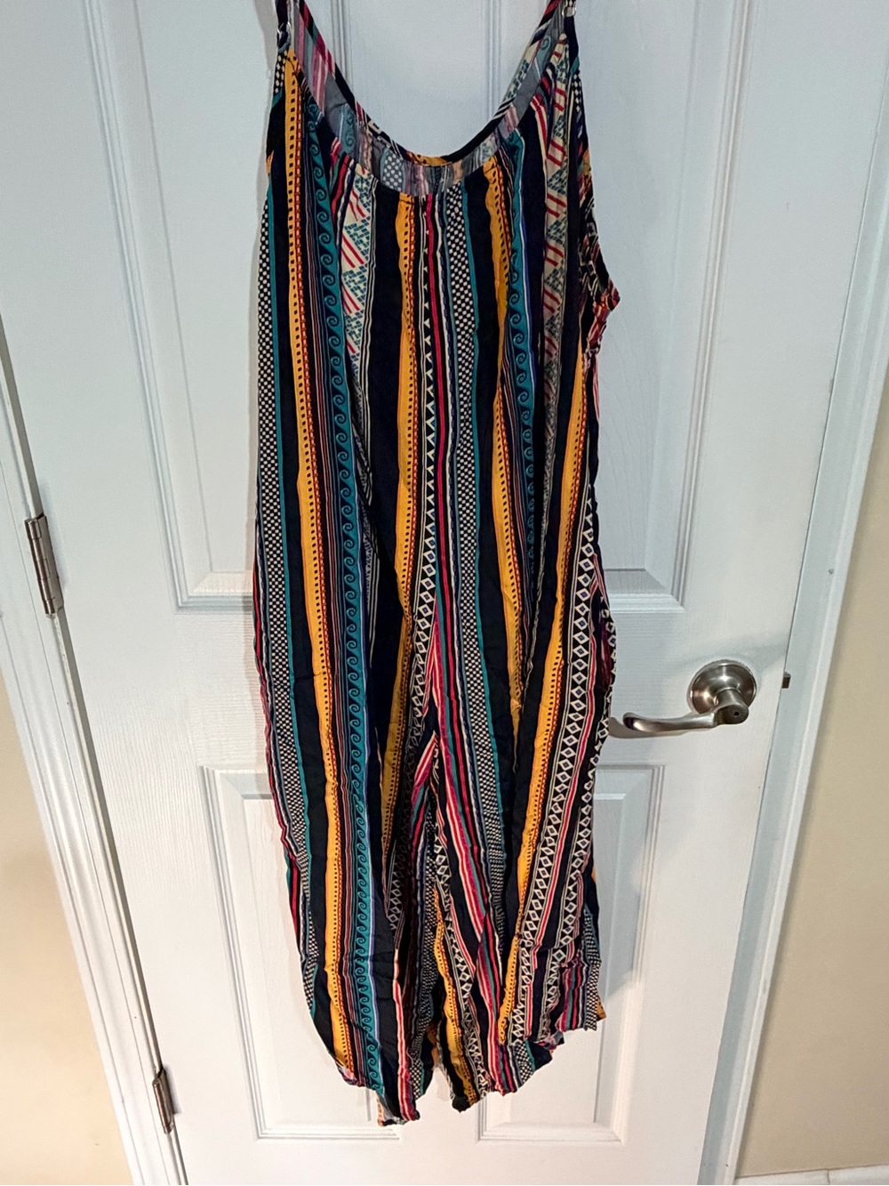 Women’s Multicolor Striped Wide-Leg Jumpsuit - Black & Mustard